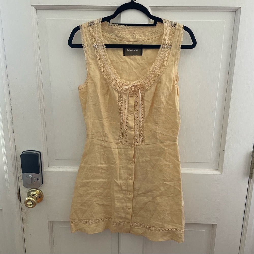 Reformation Yellow Linen Mini Dress